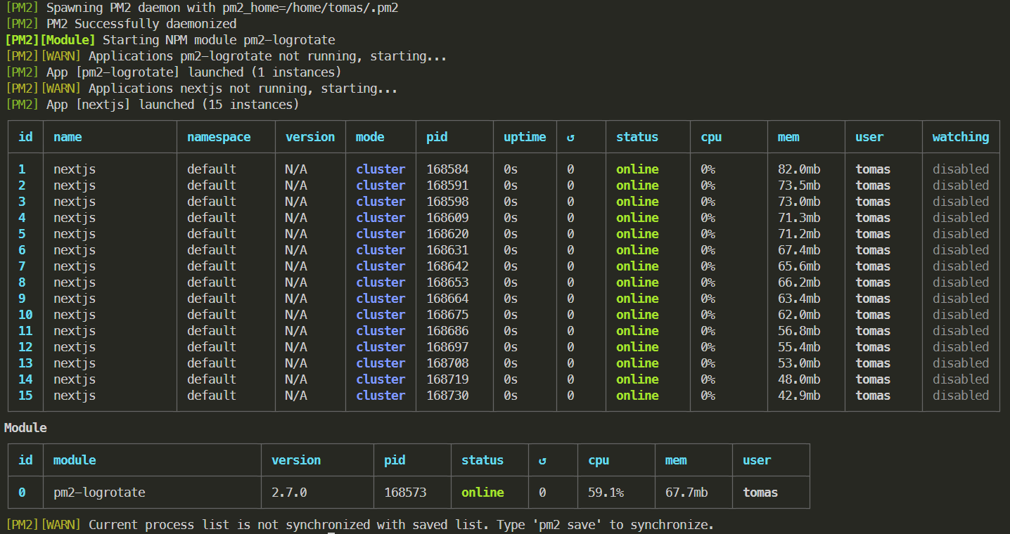 pm2 list